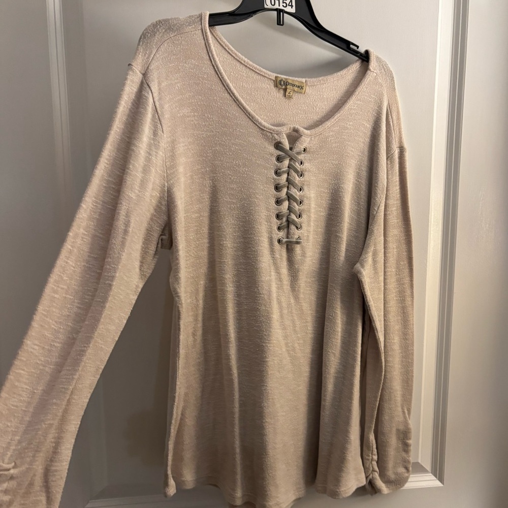 Women's Democracy Long Sleeve Lace-up Top sz L